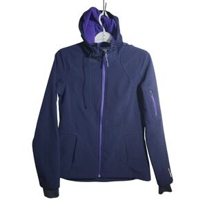 Mondetta Grand Prix Mondial Softshell Jacket Navy Purple Hooded Womens Small